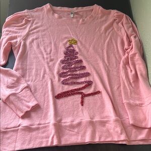 Cato new Pink Long Sleeve Top with Glitter Christmas Tree Design size 18/20W